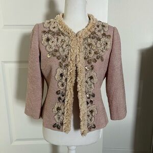Boston Proper Pink Floral Embellished Blazer